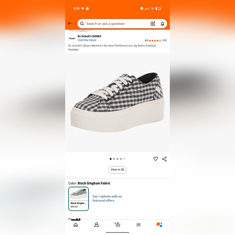 Dr. Scholl's Black Gingham Platform Sneakers "For now"